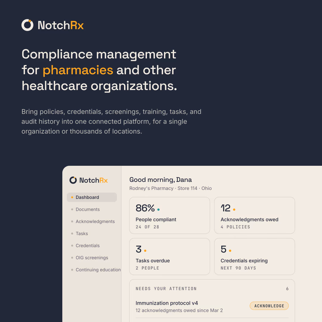 NotchRx pharmacy compliance platform